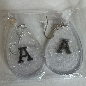 Sparkling Silver Initial Earrings